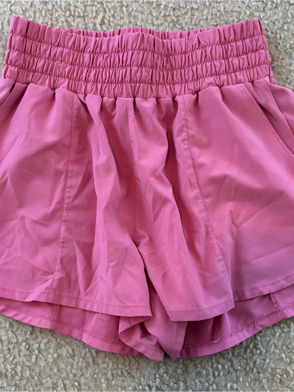 Jo+Jax Women's Pink Athletic Shorts with Smocked Waistband and Relaxed Fit